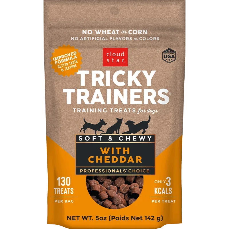 Cloud Star Chewy Tricky Trainers Cheddar Flavor Dog Treats, 5 oz Bag