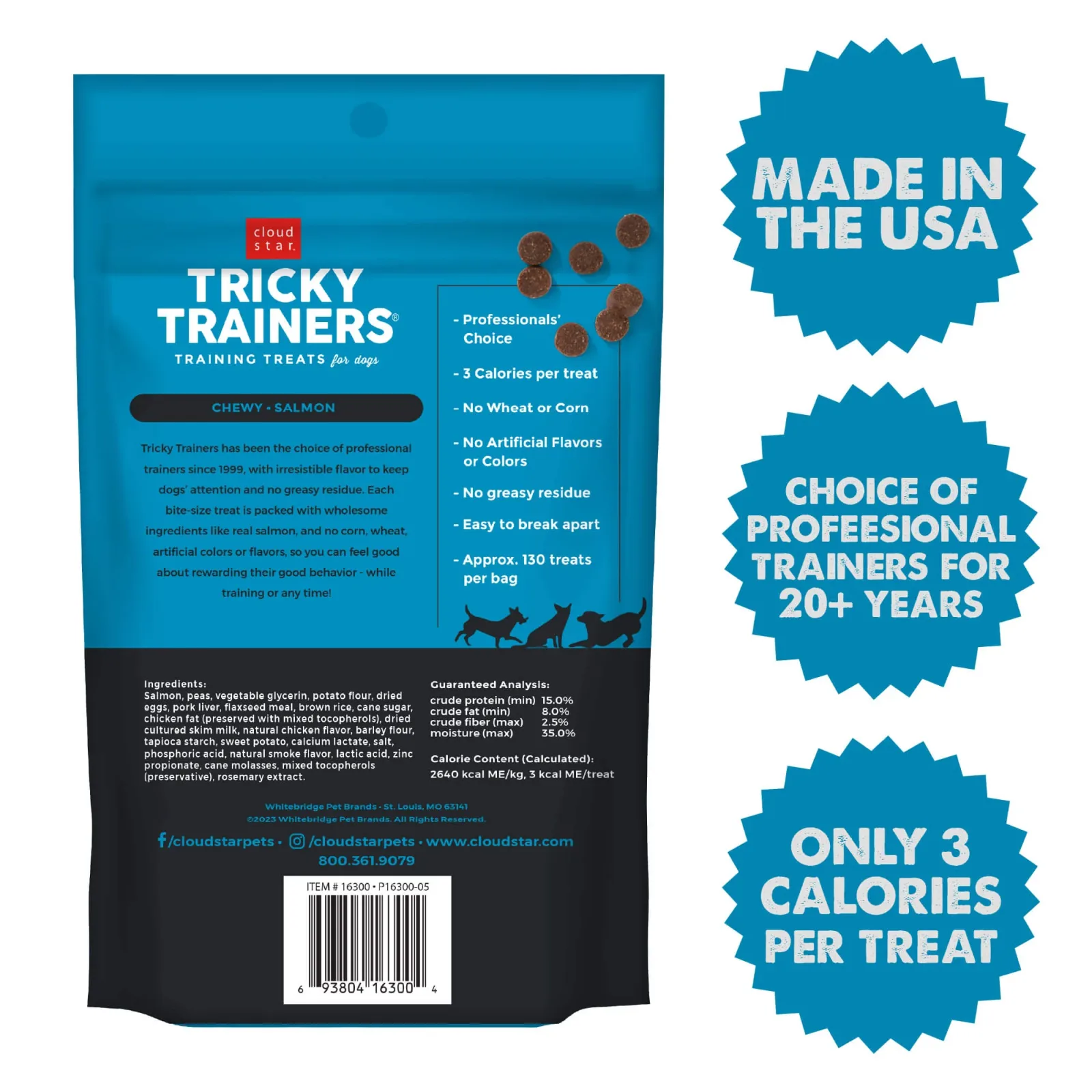 Cloud Star Chewy Tricky Trainers Salmon Flavor Dog Treats, 5 oz. Bag - Image 2