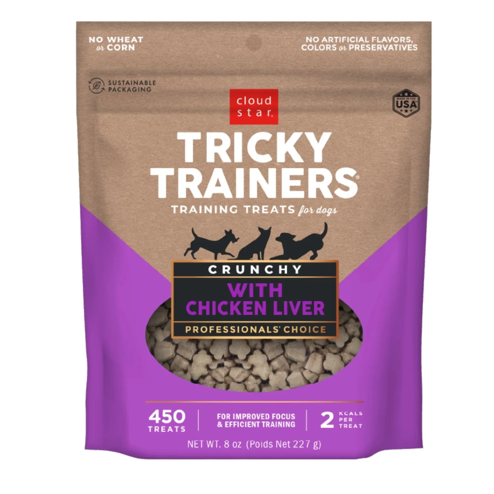 Cloud Star Crunchy Tricky Trainers Liver Flavor Dog Treats, 8 oz. Bag