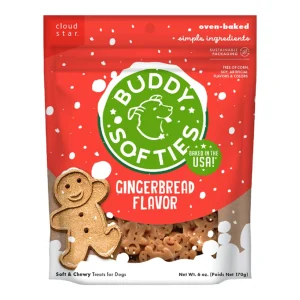 Cloud Star Dog Buddy Biscuits Chewy Dog Treats Gingerbread, 6 oz