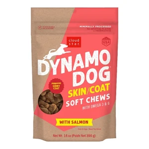 Cloud Star Dynamo Dog Skin and Coat Soft Chews Salmon Formula Dog Treats, 14 oz. Bag