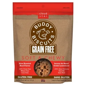 Cloud Star Grain-Free Soft and Chewy Buddy Biscuits With Slow Roasted Beef Dog Treats, 5-oz. Bag