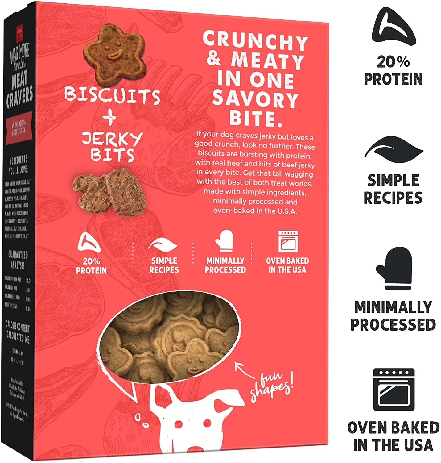 Cloud Star Meat Craver Beef Natural Dog Chews - 12 oz Bag - Image 2