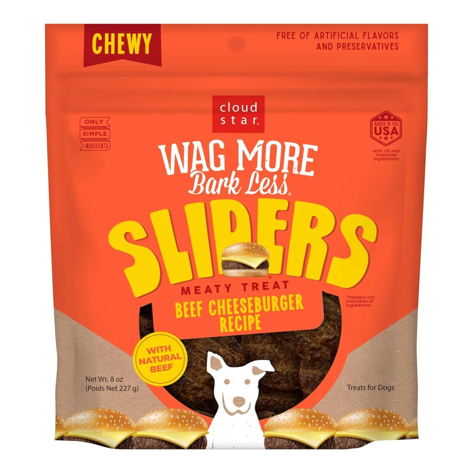 Cloudstar Wagmore Dog Sliders Grain-Free Beef Cheeseburger 8 oz