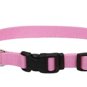 Coastal Adjustable Nylon Dog Collar with Plastic Buckle Bright, Pink, 3/4 in x 14-20 in