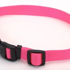 Coastal Adjustable Nylon Dog Collar with Plastic Buckle Neon, Pink, 5/8 in x 10-14 in