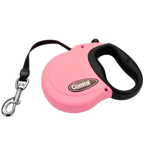 Coastal Retractable Dog Leash Pink, 16 ft, Small