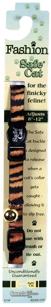 Coastal Safe Cat Adjustable Breakaway Cat Collar Tiger, 3/8 in x 8-12 in