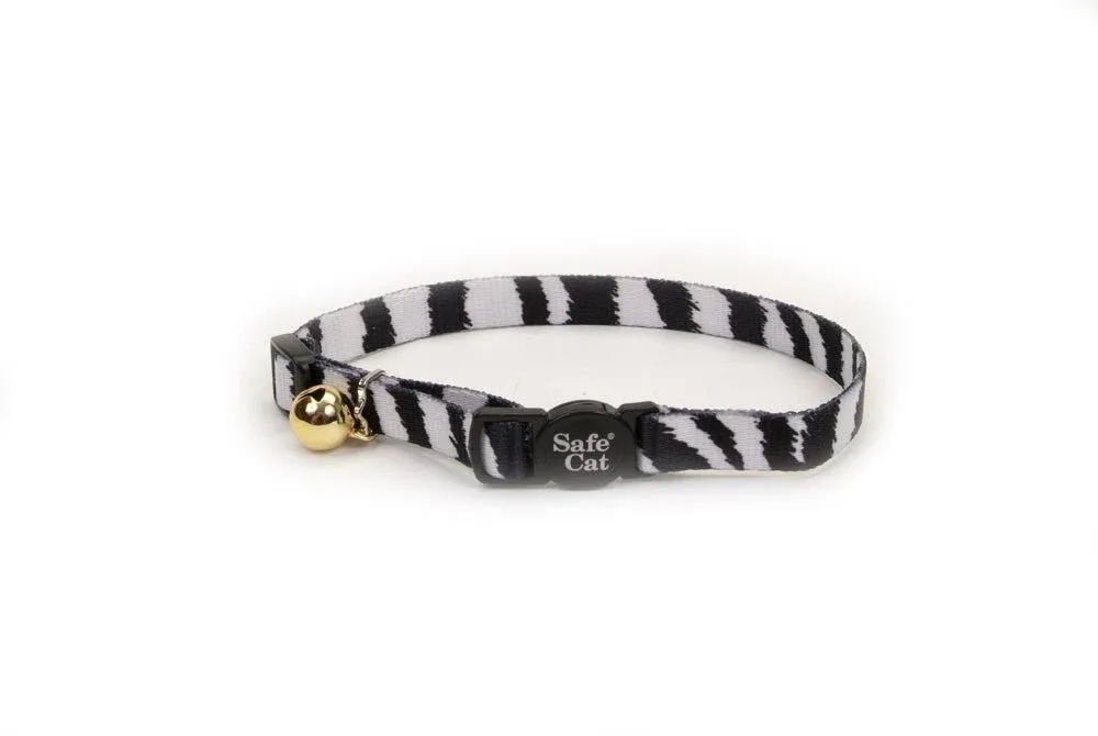 Coastal Safe Cat Adjustable Breakaway Cat Collar Zebra, 3/8 in x 8-12 in