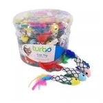 Coastal Turbo Bulk Cat Toy Bins, Fish with Feathers, 60 ct