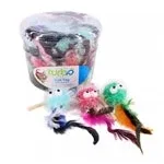 Coastal Turbo Bulk Cat Toy Bins, Monster Wand with Feathers, 33 ct