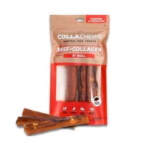 Collachews - Long-Lasting 9 in Beef Collagen Dog Chew Roll, 3-Count