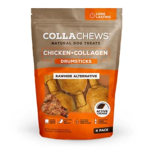 Collachews - Long-Lasting Chicken Collagen Dog Drumstick, 4-Count