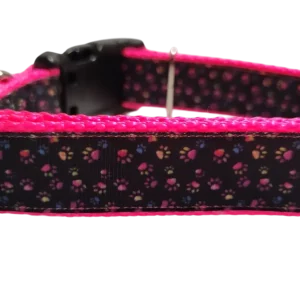 Colorful Pawprints Nylon Dog Collar