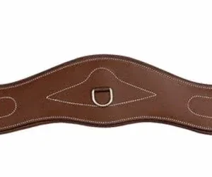 Contoured Leather Girth - Anatomical English Saddle Girth with Elastic Ends and D-Rings