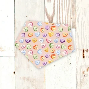 "Conversation Hearts on Pink" Dog Bandana