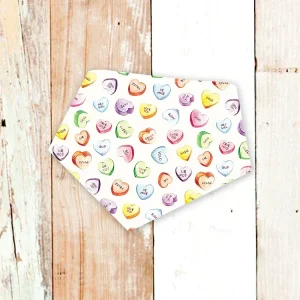 "Conversation Hearts on White" Dog Bandana