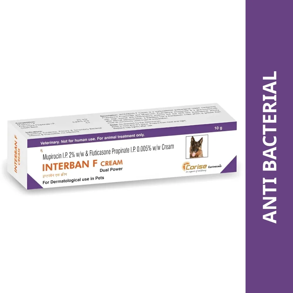 Corise Interban F Cream (Mupirocin Fluticasone) for Dogs and Cats (10g)