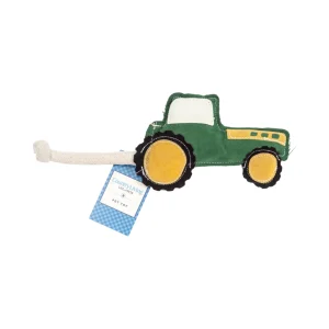 Country Living Faux Leather Green Tractor Dog Chew Toy, Durable, Safe and Non