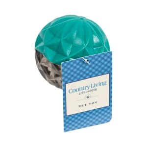 Country Living Geometric Textured Ball Dog Chew Toy, Interactive Rubber Toy for Mental Stimulation