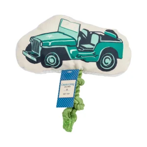 Country Living Retro Army Jeep with Squeaker & Crinkle Paper Plush Dog Toy