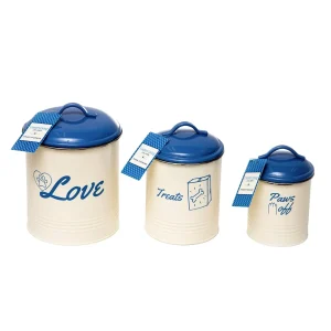 Country Living Set of 3 Pet Treat Canisters, Dog Treat Storage