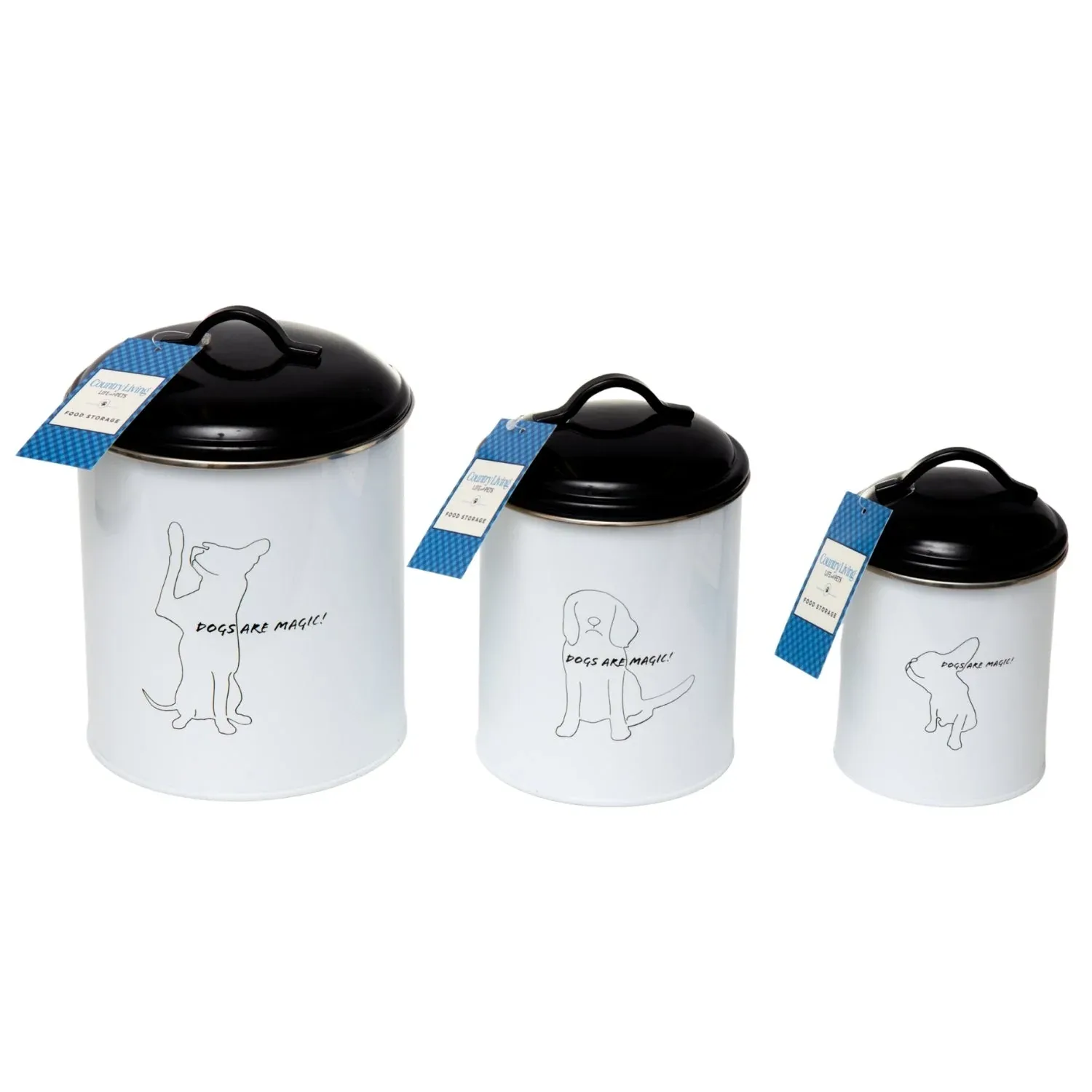 Country Living Set of 3 Pet Treat Storage Canisters
