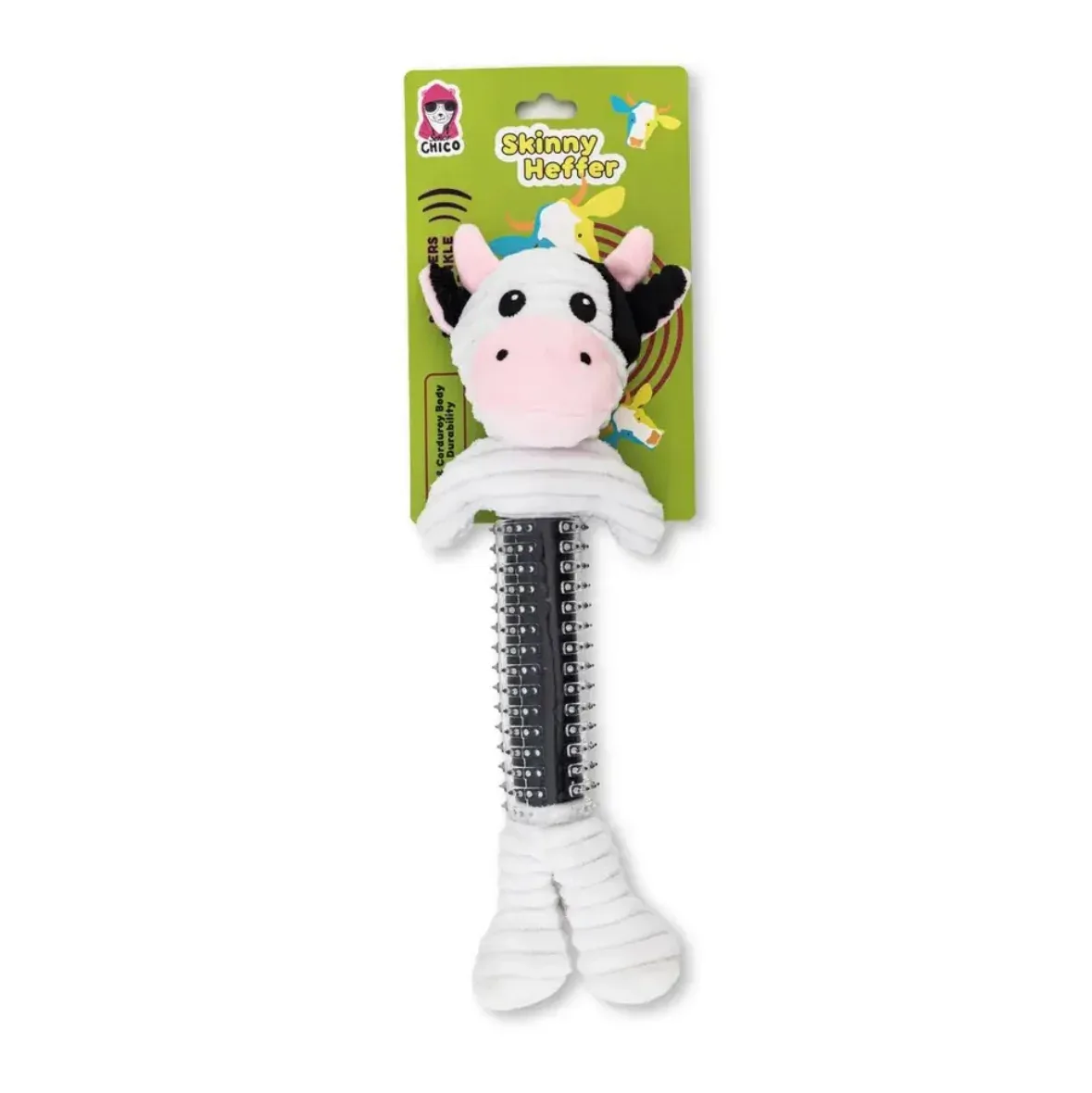 Country Living Thermoplastic Rubber Black & White Cow Plush Dog Toy - Image 2