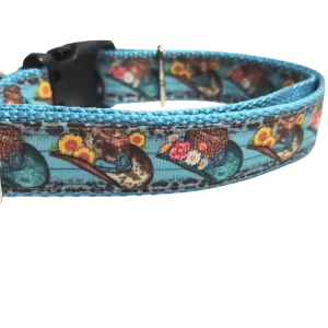 Cowboy Hats and Flowers Nylon Dog Collar