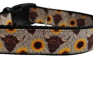 Cows and Sunflowers Western Nylon Dog Collar