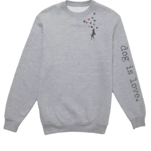 Crew Neck Fleece: Dog is Love (Grey)