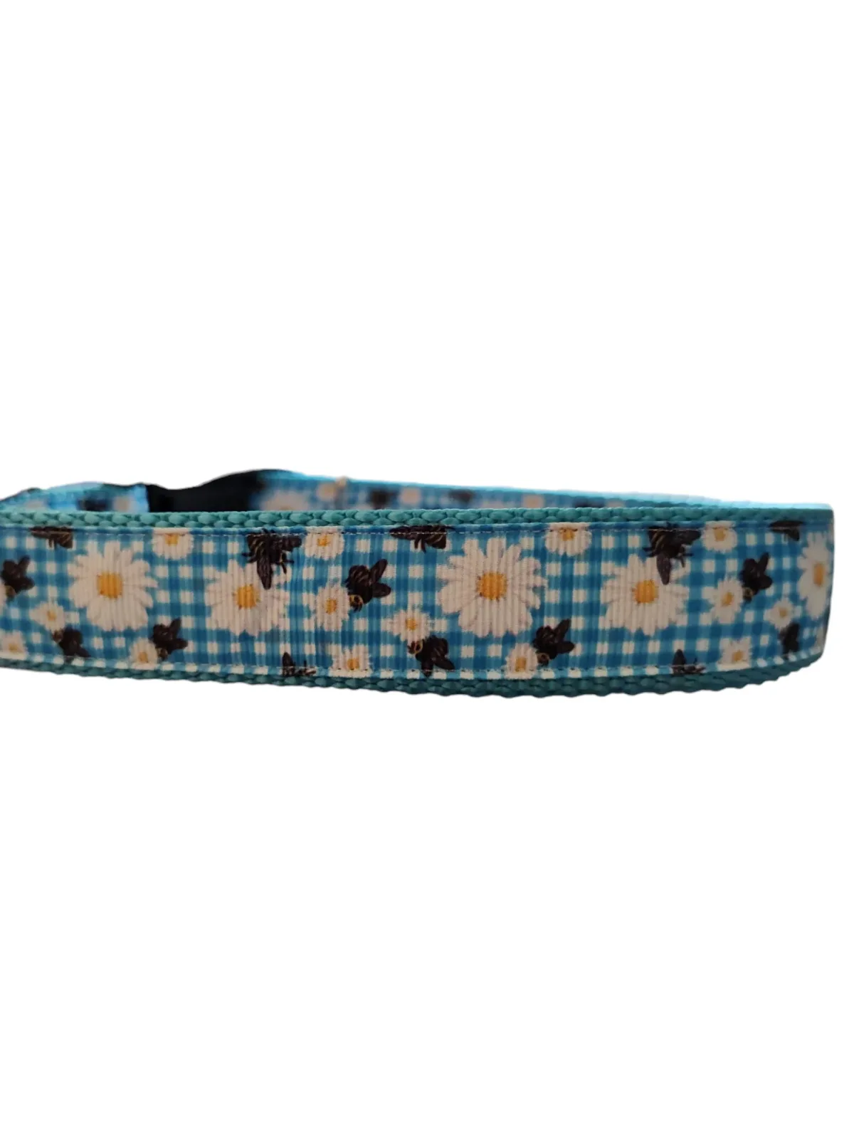 Daisy Bee Gingham Nylon Dog Collar - Image 2