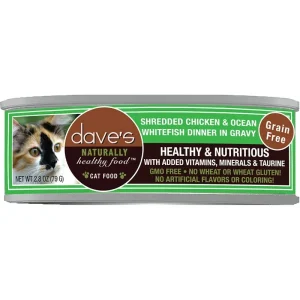 Dave's Cat Grain-Free Shredded Chicken N Whitefish 2.8 oz. 24 ct