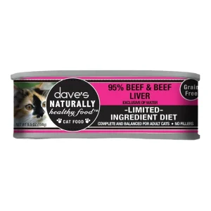 Dave's Naturally Healthy 95% Beef and Beef Liver Pate Cat Food, 5.5 oz, 24 ct