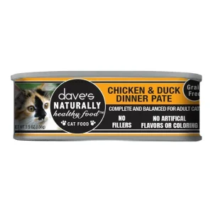 Dave's Naturally Healthy Cat Food - Chicken and Duck Pate, 5.5 oz, 24 ct