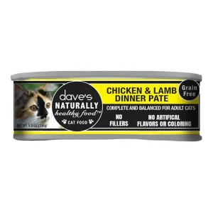 Dave's Naturally Healthy Cat Food - Chicken and Lamb Pate, 5.5 oz, 24 ct
