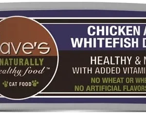 Daves Naturally Healthy Cat Food, Chicken and White Fish Dinner 5.5 oz. 24 ct