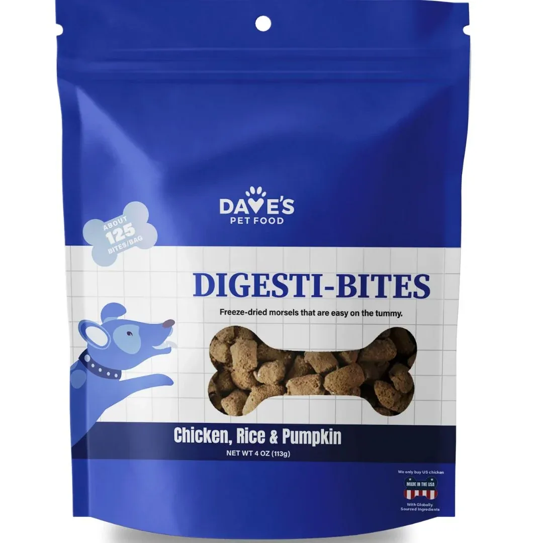 Dave's Pet Dog Food Dog Digesti-Bites Freeze-Dried Chicken Rice & Pumpkin 4 oz