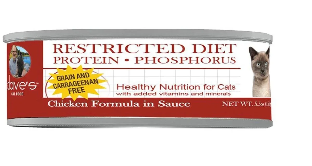 Dave's Pet Food Restricted Diet Wet Cat Food - Low Phosphorus Chicken and Chicken Liver, 5.5 oz, 24 ct