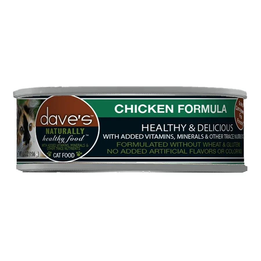 Dave's Pet Wet Cat Food Cat Naturally Healthy Chicken Formula 5.5 oz. 24 ct