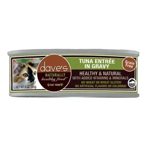 Dave's Pet Wet Cat Food Cat Naturally Healthy Tuna Entree in Gravy 3 oz. 24 ct