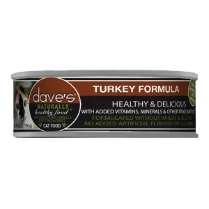 Dave's Pet Wet Cat Food Cat Naturally Healthy Turkey Formula 5.5 oz. 24 ct