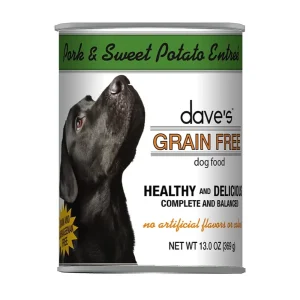 Daves Pet Wet Dog Food Dog Grain-Free Pork And Sweet Potato, 13.2 oz each, Case of 12