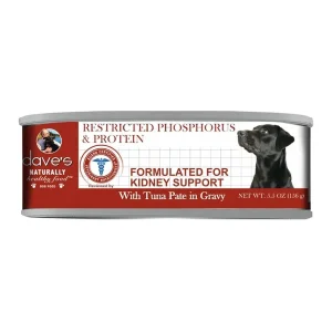 Dave's Pet Wet Dog Food Dog Restricted Phosphorus & Protein Diet Tuna Pate in Gravy, 5.5 oz each, Case of 24