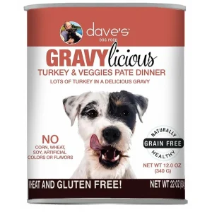 Daves Pet Wet Dog Food Grain-Free Gravylicious Turkey, 12 oz each, Case of 12