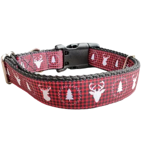 Deer Heads and Trees Nylon Dog Collar