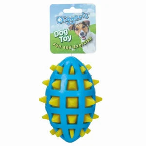 Digger's Double Spike TPR Dog Ball Dog Toy - Blue & Yellow