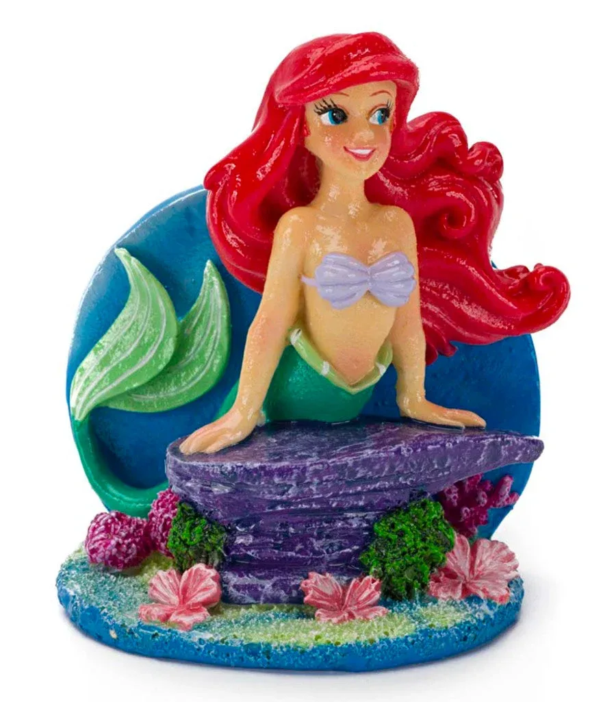 Disney Ariel Stretching on Rock Aquarium Ornament Multi-Color, 3.25 in, Medium
