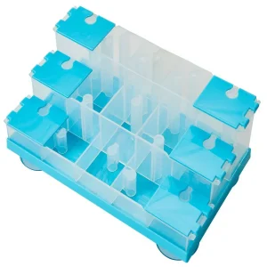 Doc and Phoebe Puzzle Feeder Cat Food and Cat Treat Dispenser, Blue, 4.25 in