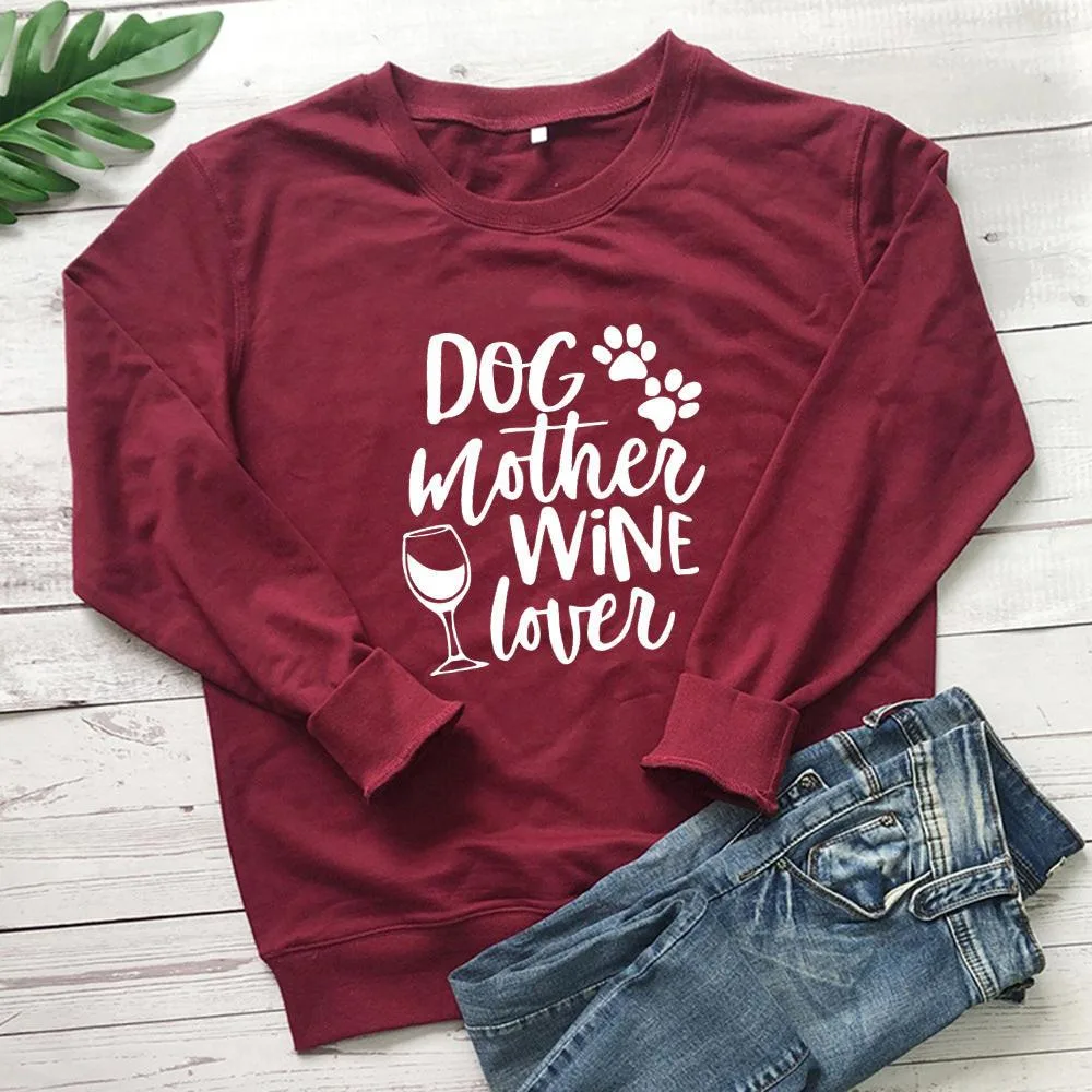 Dog Mom Wine Lover Sweatshirt - Fur Mama Gift for Dog Lovers - Image 2